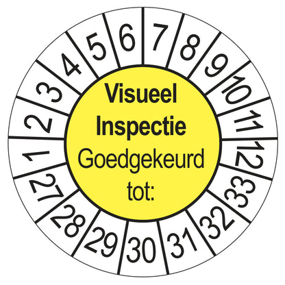 Keuringssticker Visuele Inspectie geel, Ø 35 mm