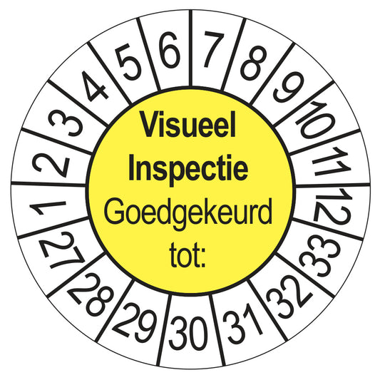 Keuringssticker Visuele Inspectie geel, Ø 35 mm