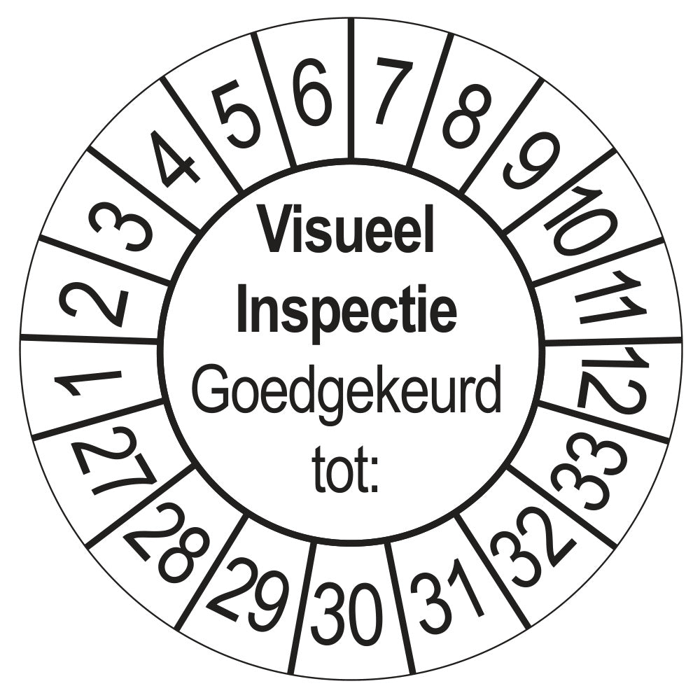 Keuringssticker Visuele Inspectie wit, Ø 35 mm