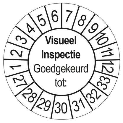 Keuringssticker Visuele Inspectie wit, Ø 35 mm