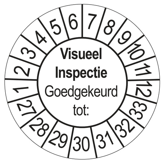 Keuringssticker Visuele Inspectie wit, Ø 35 mm