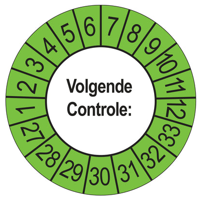 Volgende Controle keuringssticker buiten groen 2027