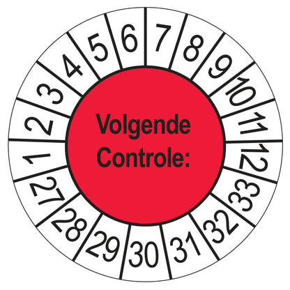 Volgende Controle keuringssticker rood 2027
