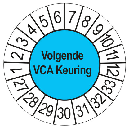 Keuringsstickers Volgende VCA Keuring 2027 | 50 stuks, Ø 35 mm | Blauw