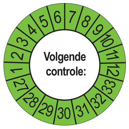 Volgende Controle keuringssticker buiten groen 2027