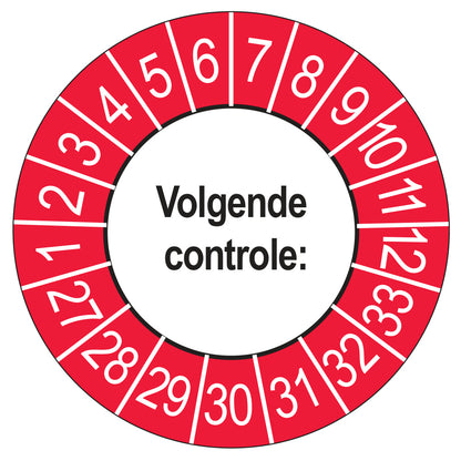 Volgende Controle keuringssticker buiten rood 2027