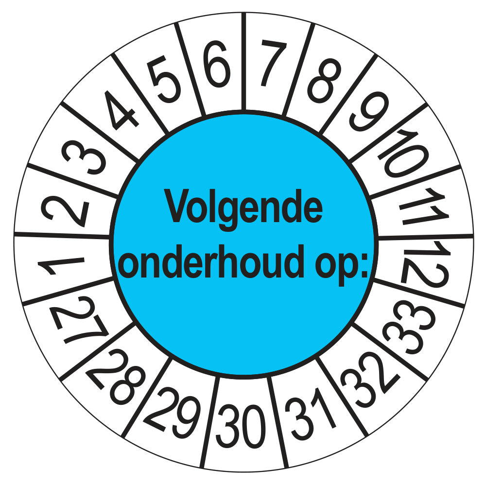 Volgende Onderhoud keuringssticker blauw 2027