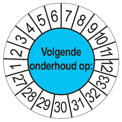 Volgende Onderhoud keuringssticker blauw 2027