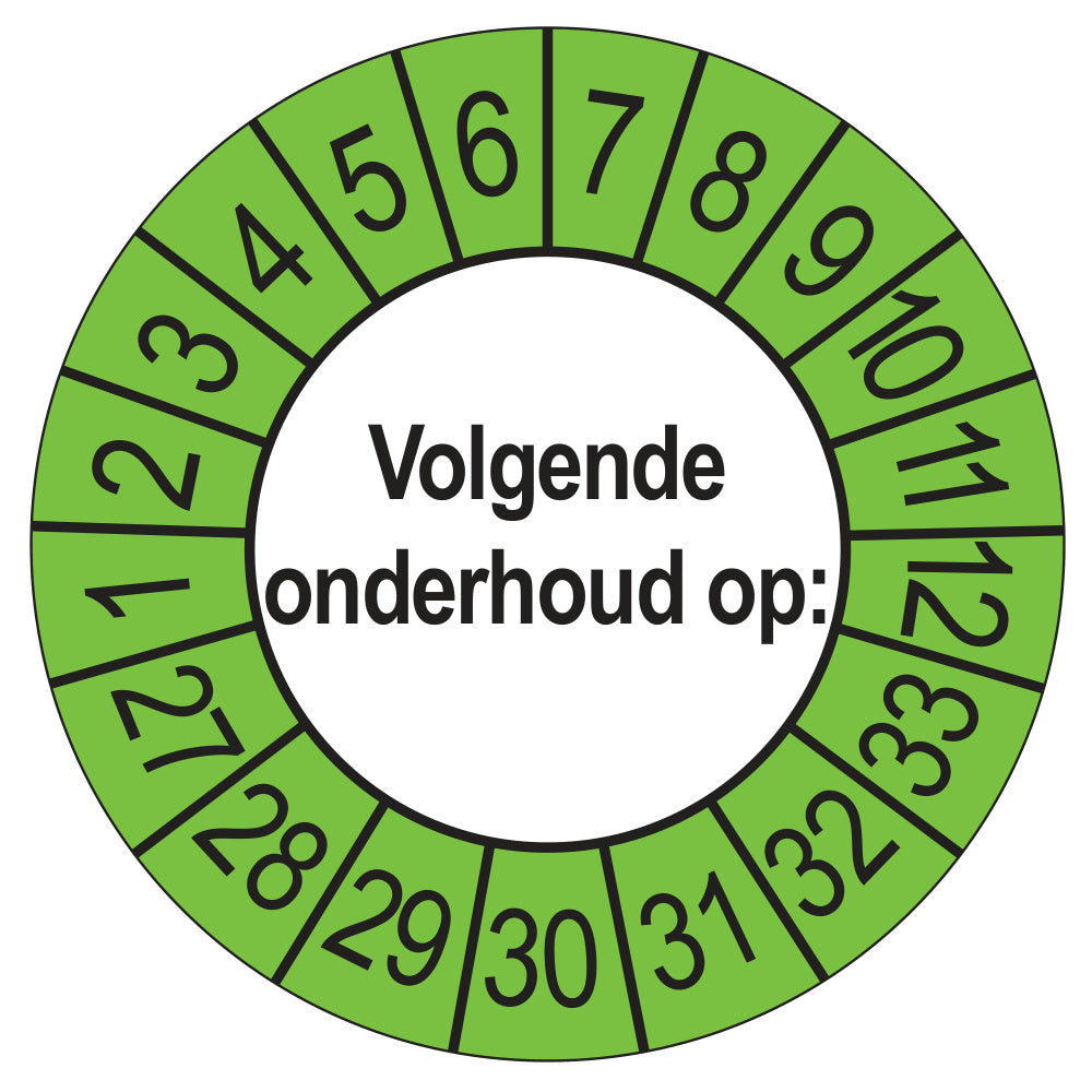 Volgende Onderhoud keuringssticker buiten groen 2027