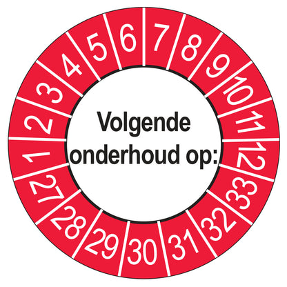 Volgende Onderhoud keuringssticker buiten rood 2027