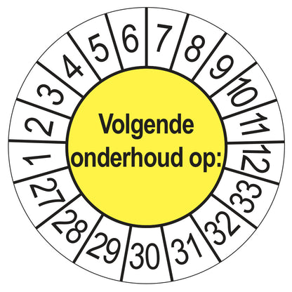 Volgende Onderhoud keuringssticker geel 2027