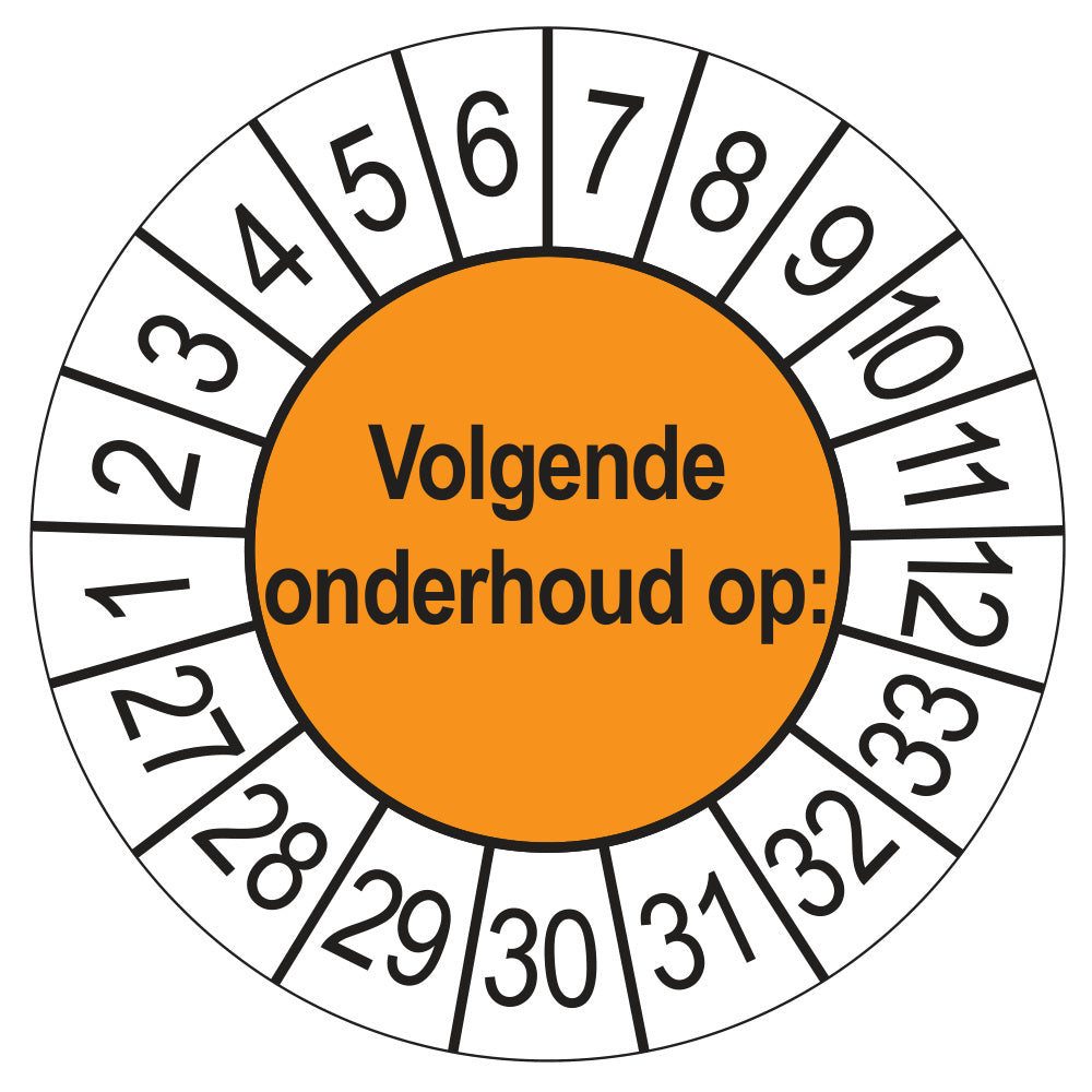 Volgende Onderhoud keuringssticker oranje 2027