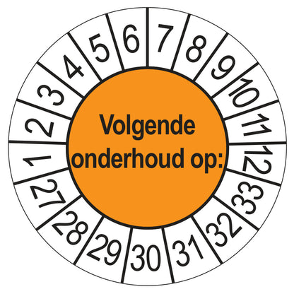 Volgende Onderhoud keuringssticker oranje 2027