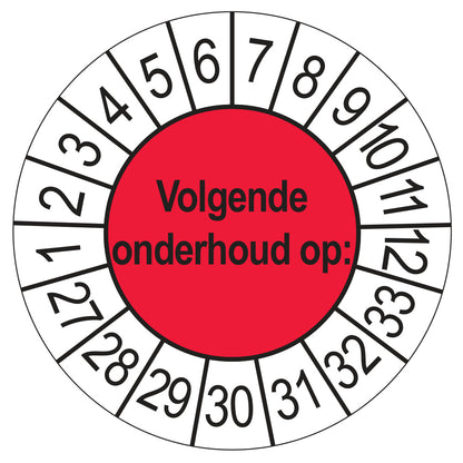 Volgende Onderhoud keuringssticker rood 2027