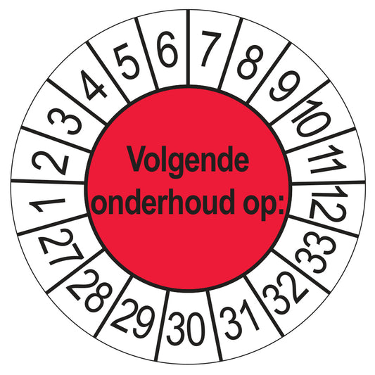 Volgende Onderhoud keuringssticker rood 2027