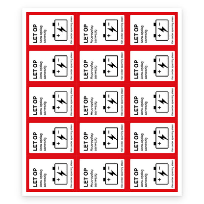Accu sticker NEN 1010 35x50mm, set van 15 stickers - compleet vel van 15 stickers