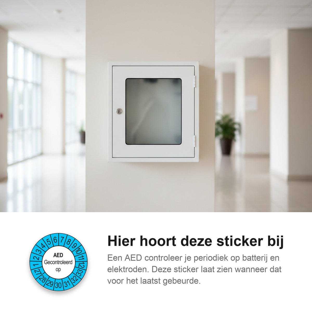 sfeerbeeld AED Gecontroleerd op Buiten Blauw