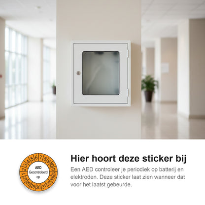 sfeerbeeld AED Gecontroleerd op Buiten Oranje
