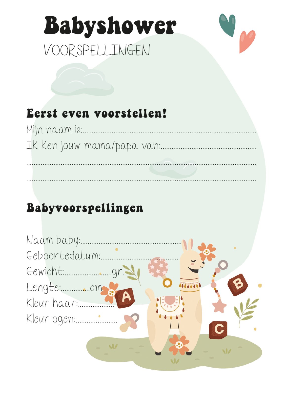 Babyshower XL Plezier: 40 Grote (A5!) Invul - & Spelletjeskaarten - Babyshower 14 - Ricard Pictogram stickers - 8718133053719