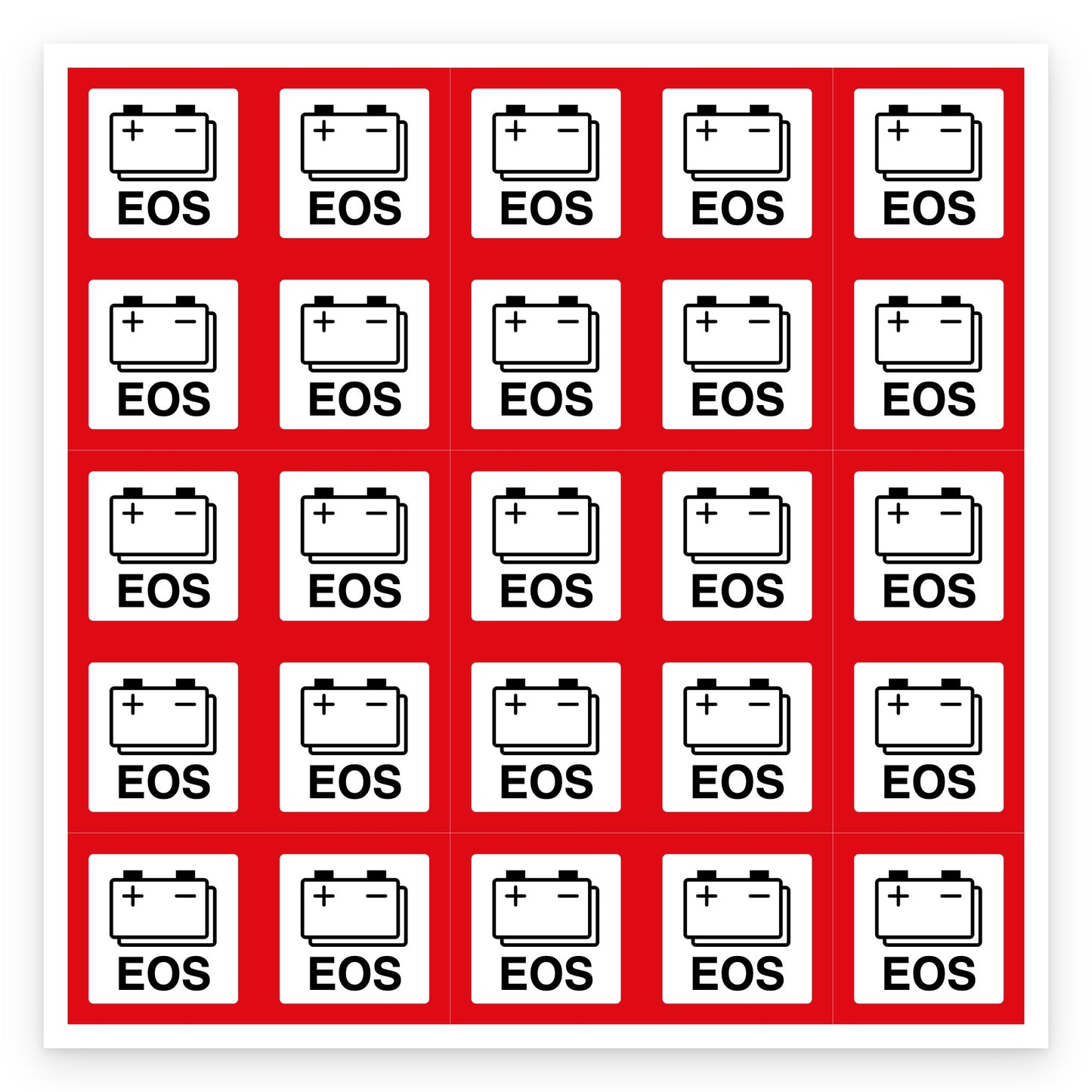 Batterij sticker EOS NEN 1010 3x3 cm, set van 25 stickers - compleet vel van 25 stickers