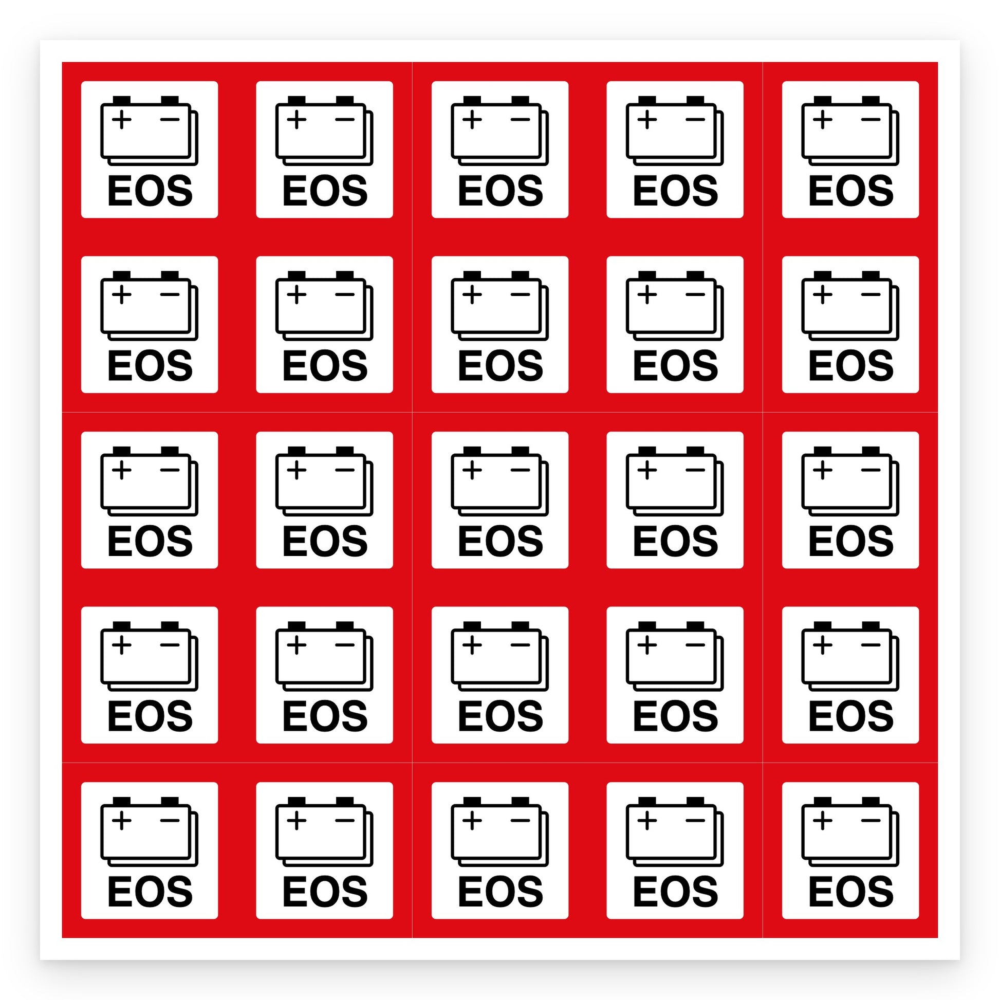 Batterij sticker EOS NEN 1010 3x3 cm, set van 25 stickers - compleet vel van 25 stickers