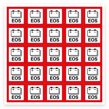 Batterij sticker EOS NEN 1010 3x3 cm, set van 25 stickers - compleet vel van 25 stickers