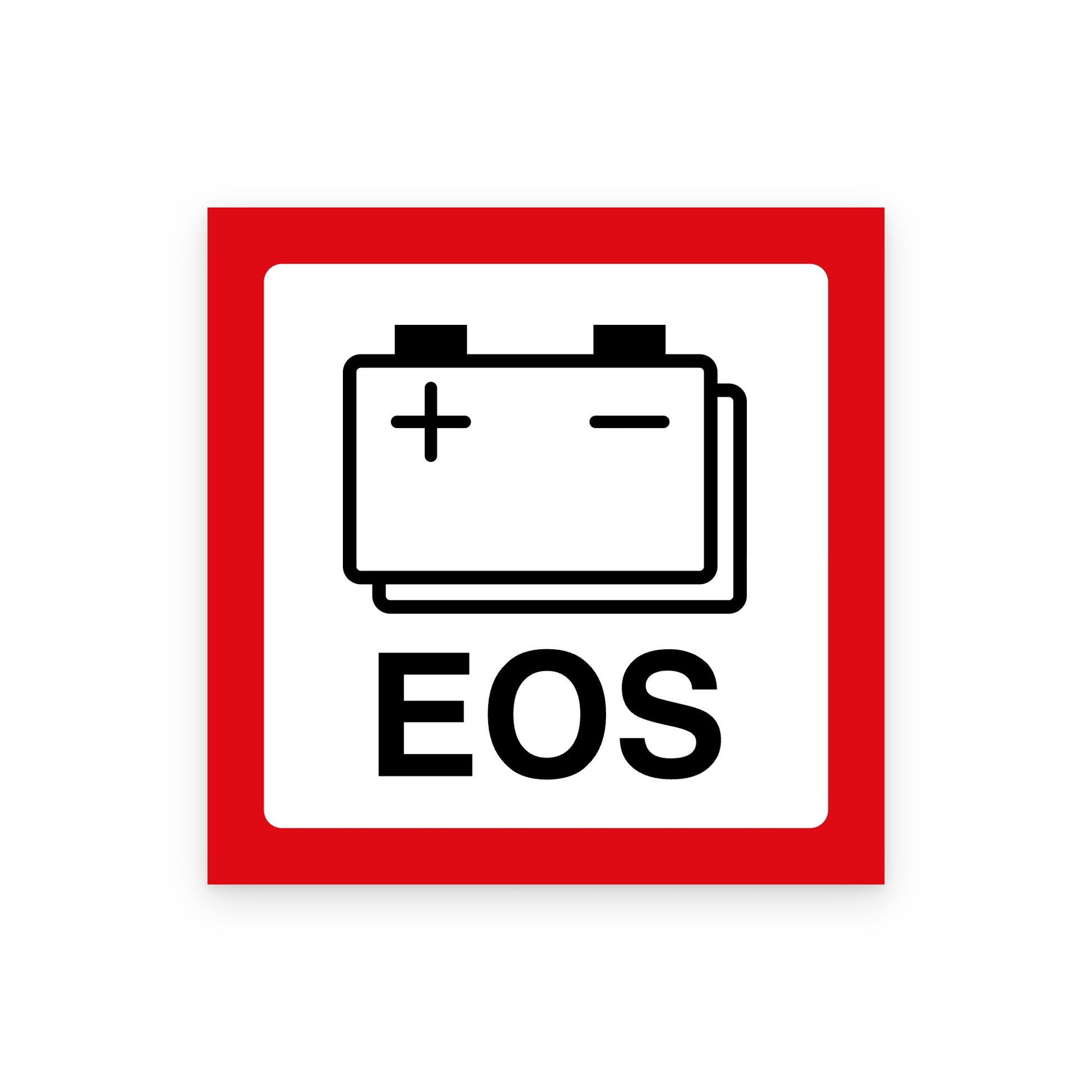 Batterij sticker EOS NEN 1010: accu met tweede omtrek en het woord EOS