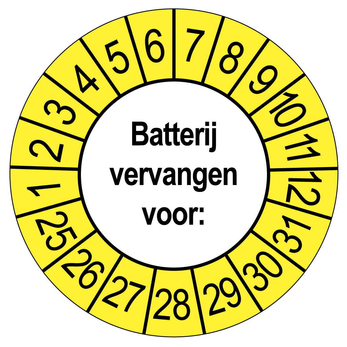 Batterij vervangen Keuringsstickers | 50 stuks (10 strips) | 35mm Rond | Vinyl - Ricard Pictogram stickers - 8718133054150