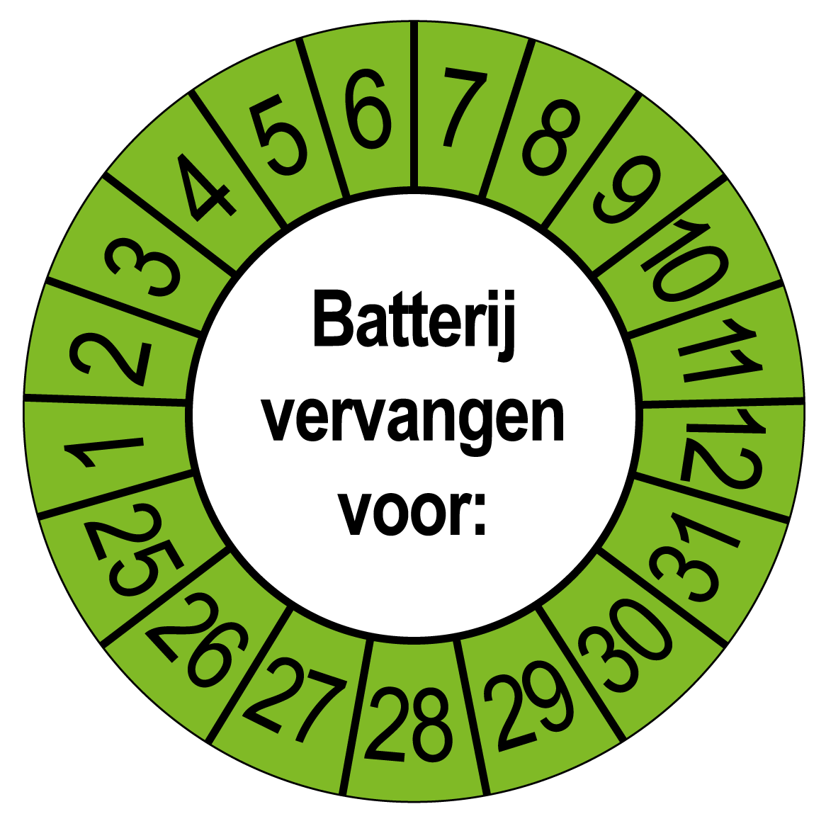 Batterij vervangen Keuringsstickers | 50 stuks (10 strips) | 35mm Rond | Vinyl - Ricard Pictogram stickers - 8718133054181