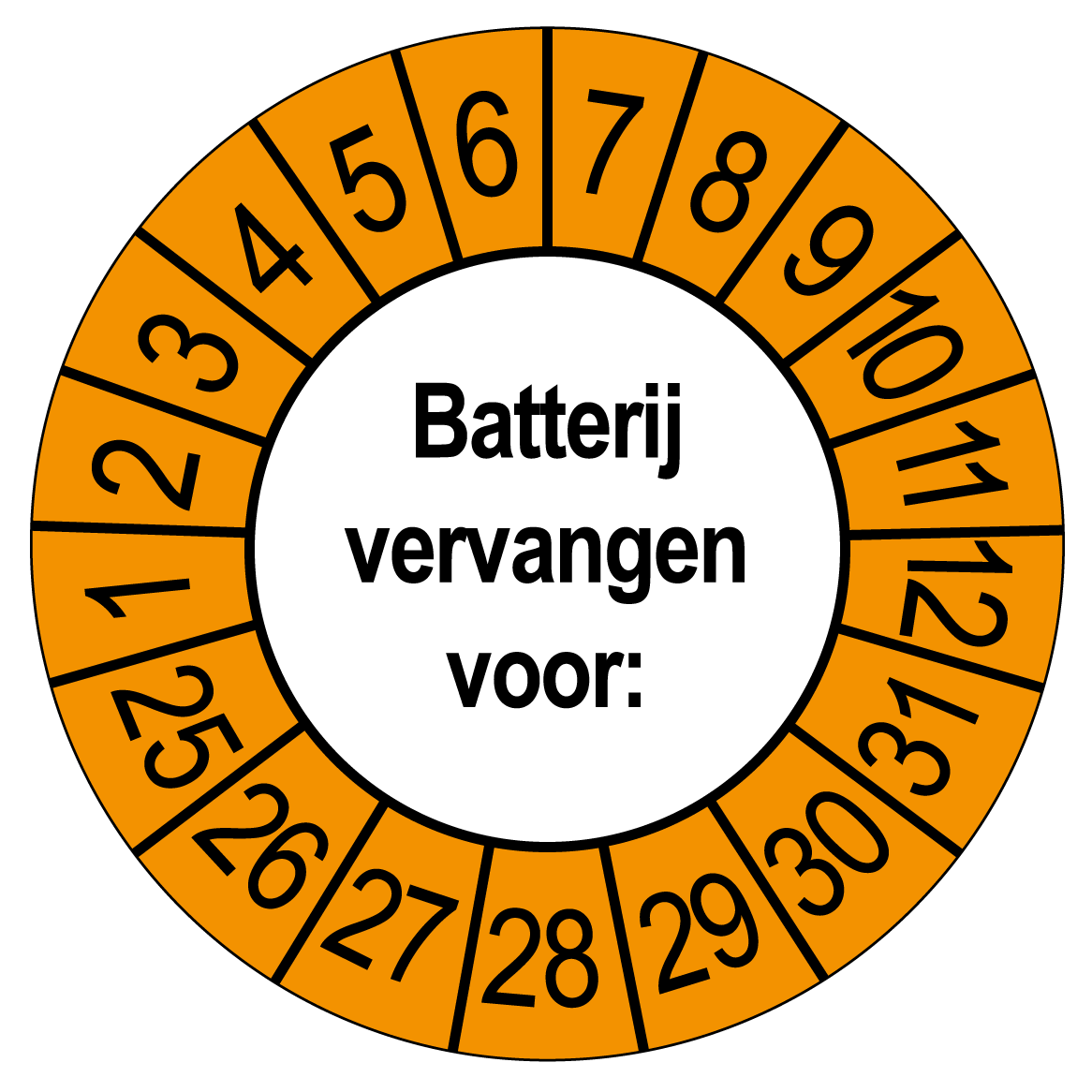 Batterij vervangen Keuringsstickers | 50 stuks (10 strips) | 35mm Rond | Vinyl - Ricard Pictogram stickers - 8718133054198