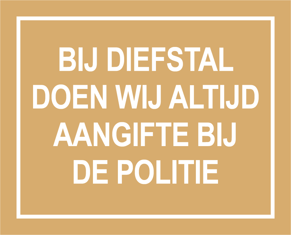 Diefstal aangifte sticker beige 300 x 240 mm
