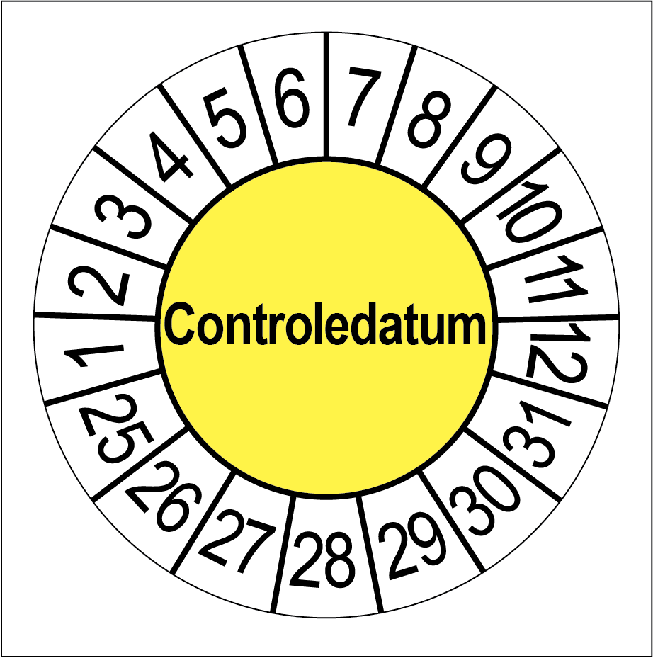 Keuringsstickers Controledatum Geel - Rond 35 mm - Ricard