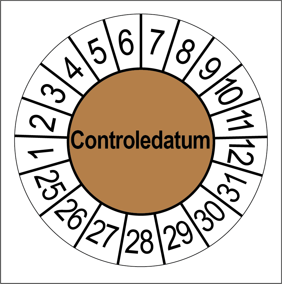 Keuringsstickers Controledatum Bruin - Rond 35 mm - Ricard