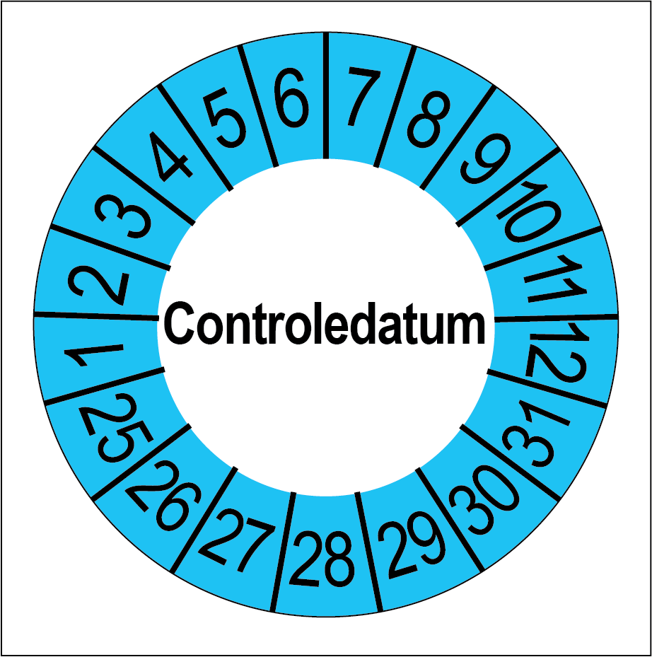 Keuringsstickers Controledatum Blauwe Buitenrand - Rond 35 mm - Ricard
