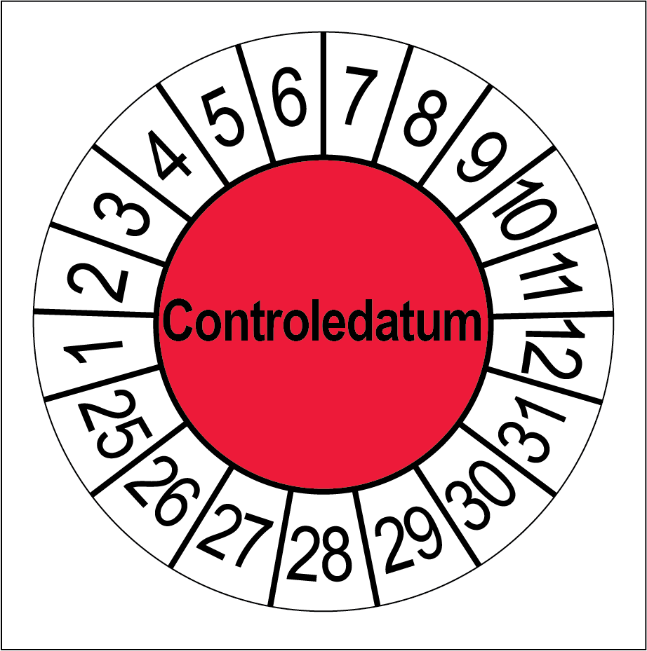 Keuringsstickers Controledatum Rood - Rond 35 mm - Ricard