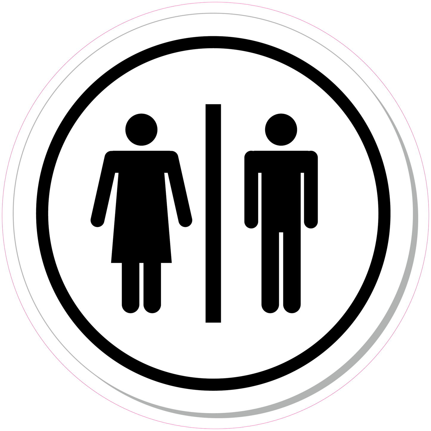 Dames en Heren Toilet ronde sticker Zwart Blauw Rood - Ricard Pictogram stickers -