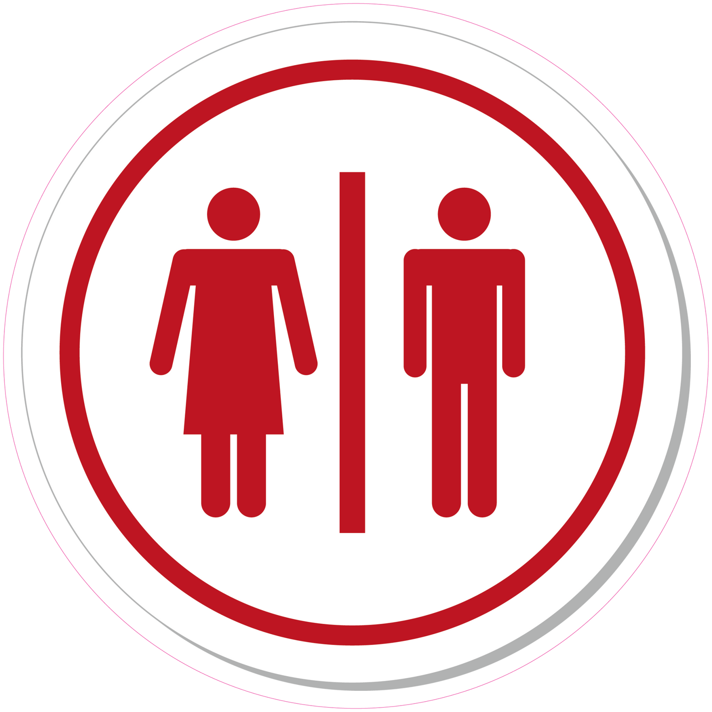 Dames en Heren Toilet ronde sticker Zwart Blauw Rood - Ricard Pictogram stickers -