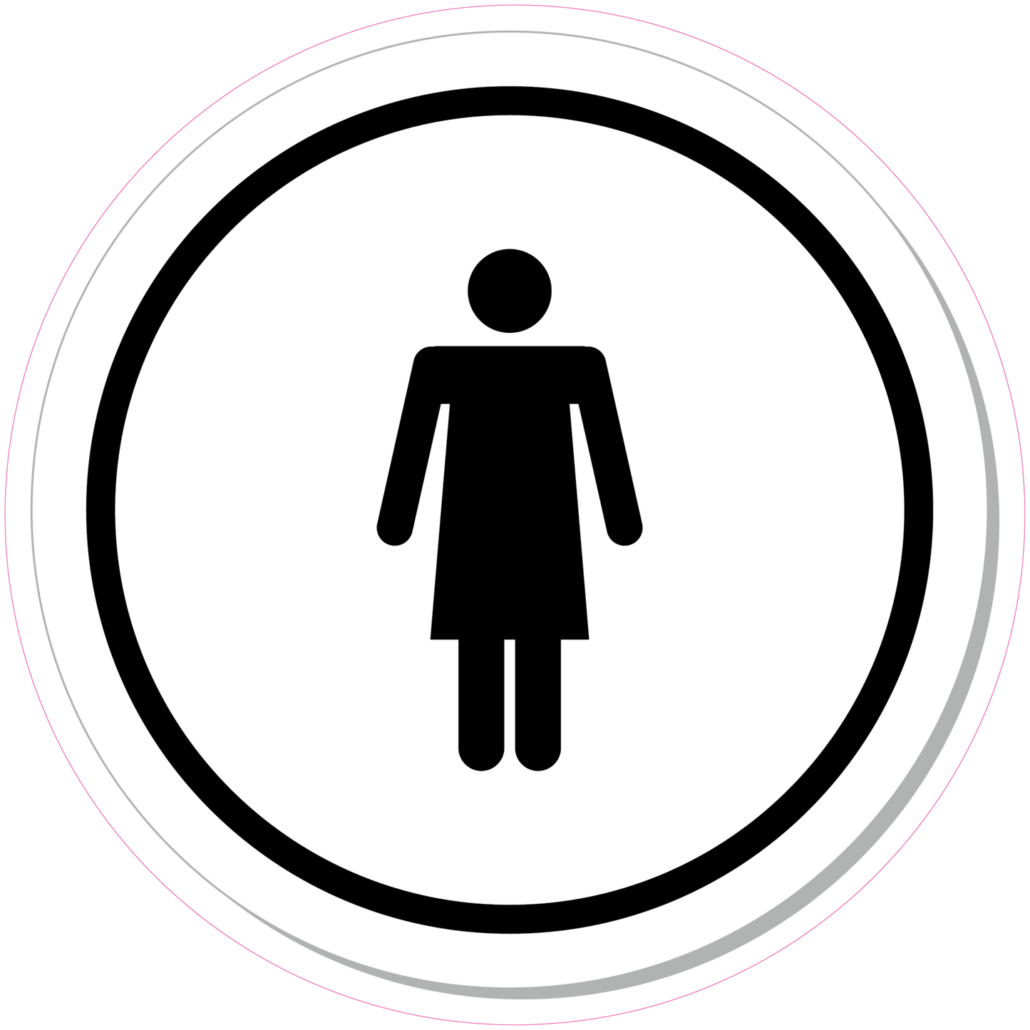 Dames Toilet ronde sticker Zwart Blauw Rood - Ricard Pictogram stickers -