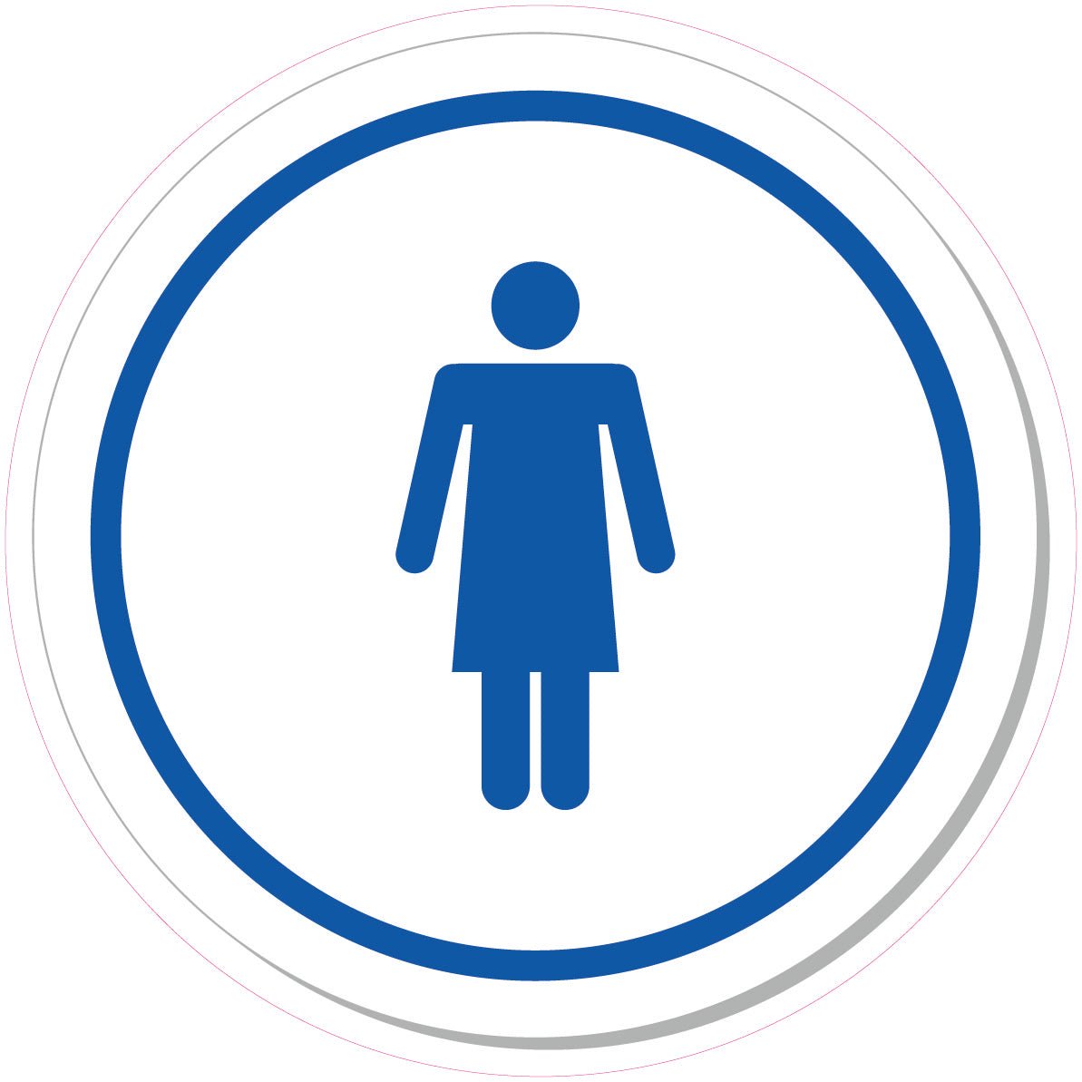 Dames Toilet ronde sticker Zwart Blauw Rood - Ricard Pictogram stickers -