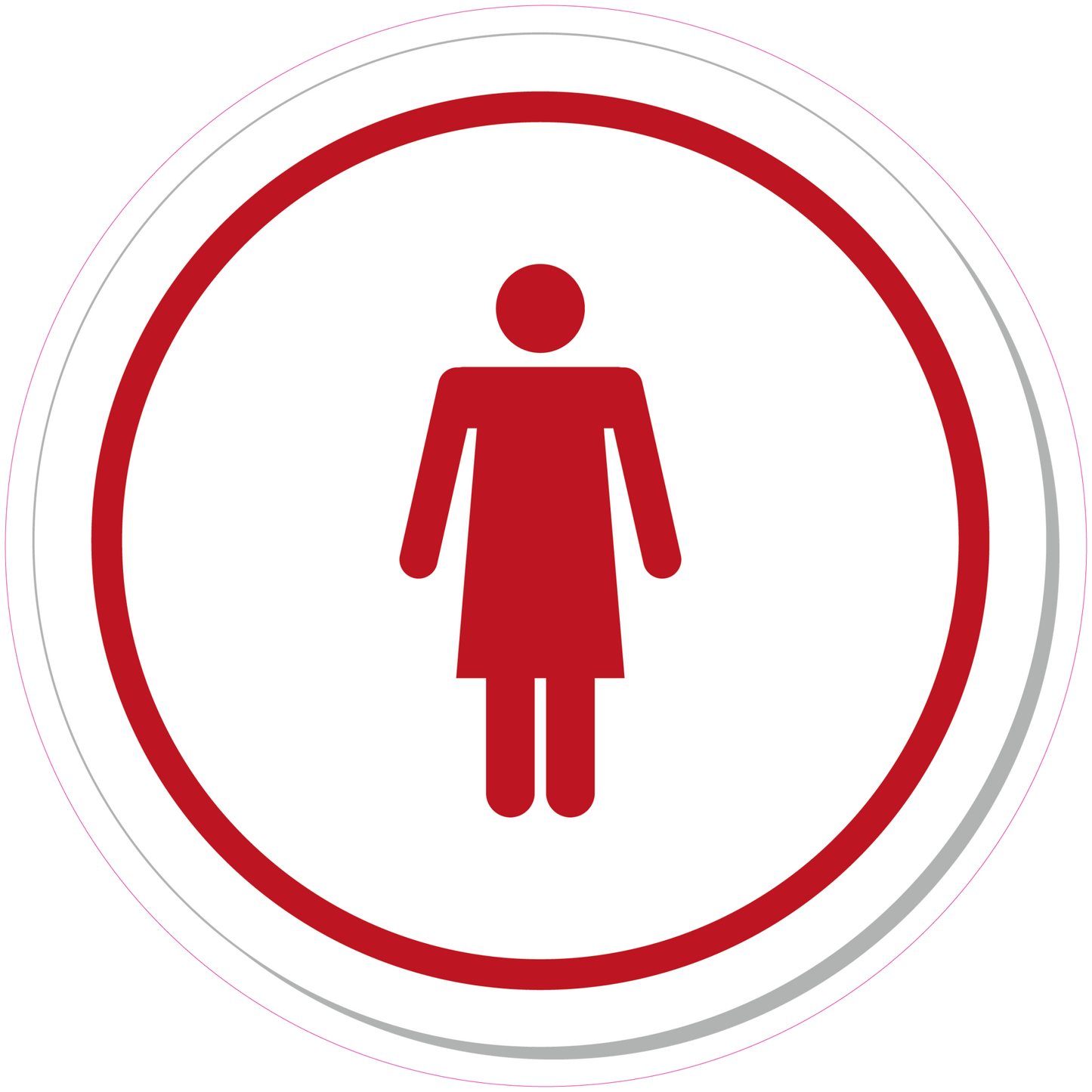 Dames Toilet ronde sticker Zwart Blauw Rood - Ricard Pictogram stickers -