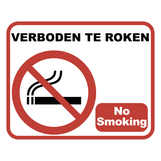 No Smoking Verboden te Roken bord van Dibond, 25 x 20 cm, met ISO 7010 P002 rookverbod-pictogram