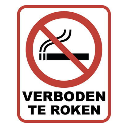 Verboden te Roken bord van Dibond, 20 x 25 cm, met ISO 7010 P002 rookverbod-pictogram