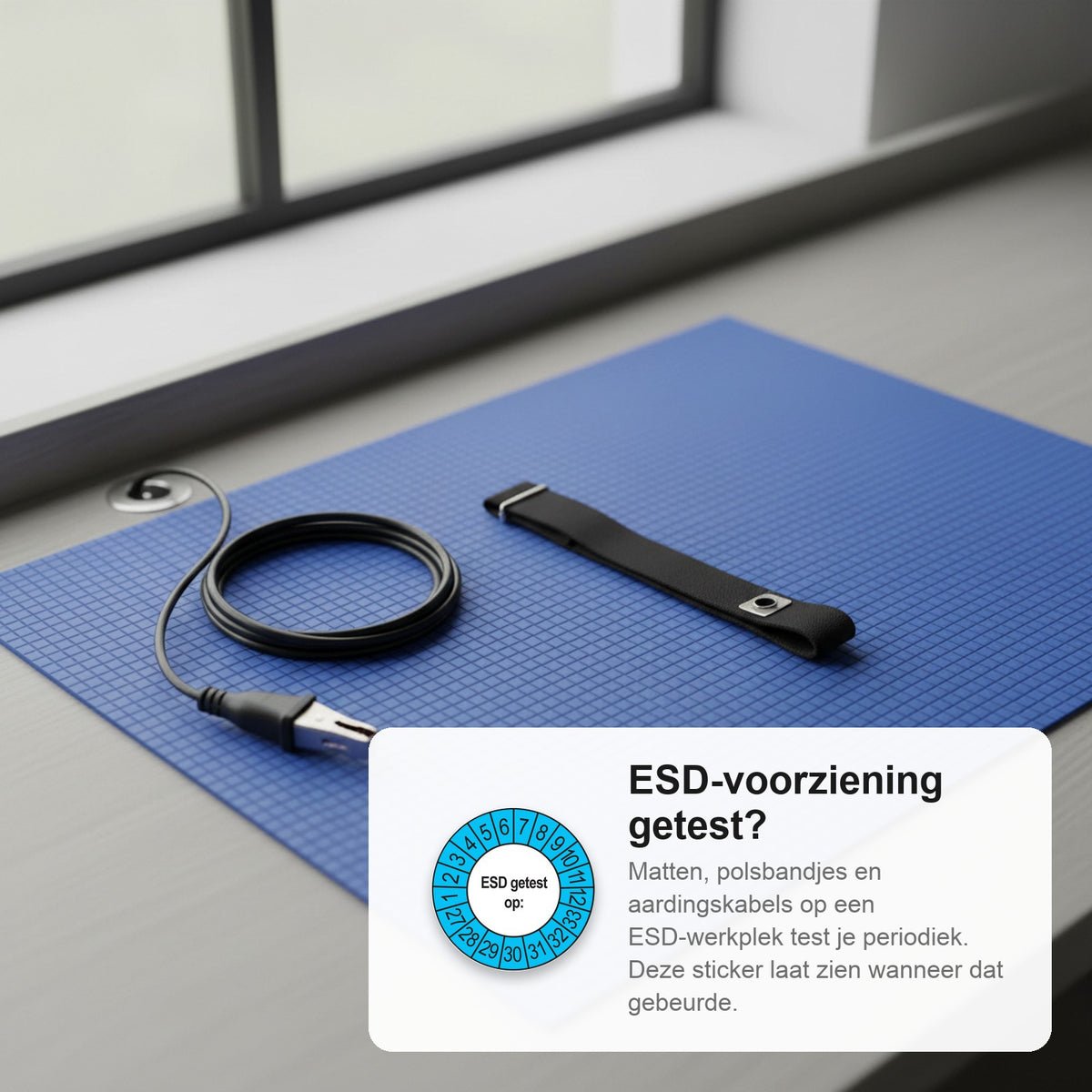 sfeerbeeld ESD Getest op Buiten Blauw
