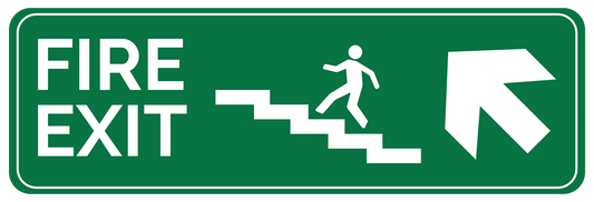 Fire Exit sticker arrow stairs left up sticker - Ricard Pictogram stickers -