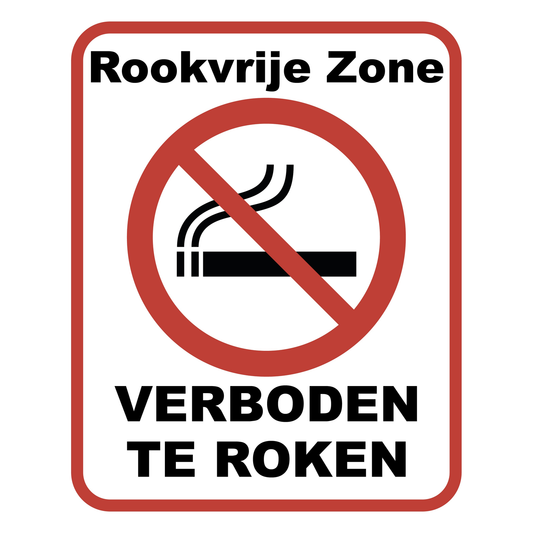 Rookvrije Zone Verboden te Roken bord, 20 x 25 cm, met ISO 7010 P002 rookverbod-pictogram