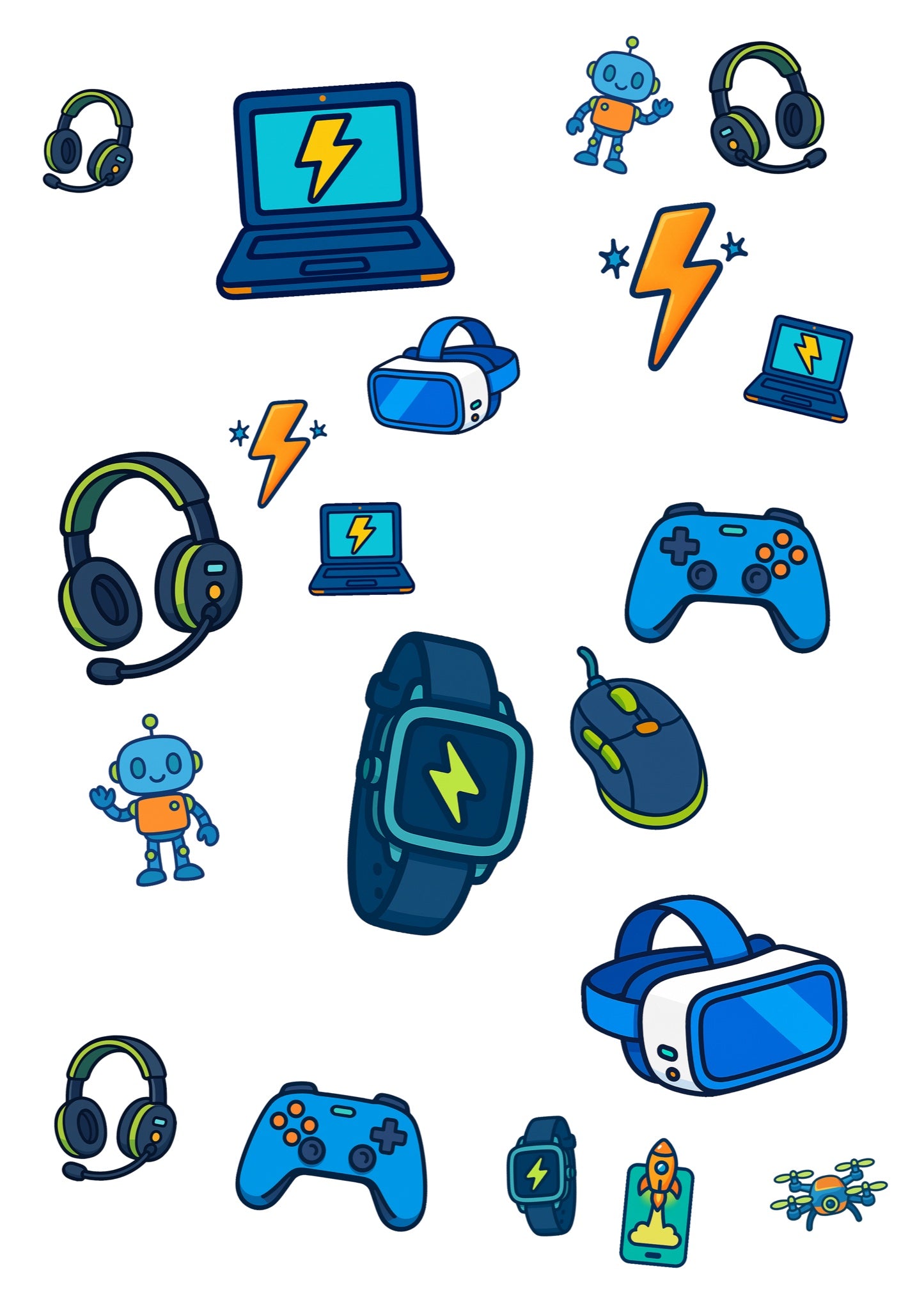Stickervel A4 met 20 gaming-gadgetstickers, vel 2 van 2