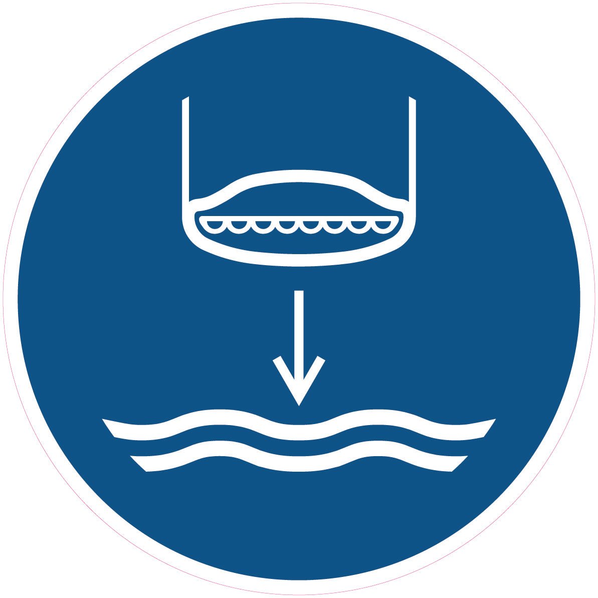 Blauw Gebod Reddingsboot te Water Laten Pictogram  - Veiligheid op het Water | Pictogram sticker - Ricard Pictogram stickers