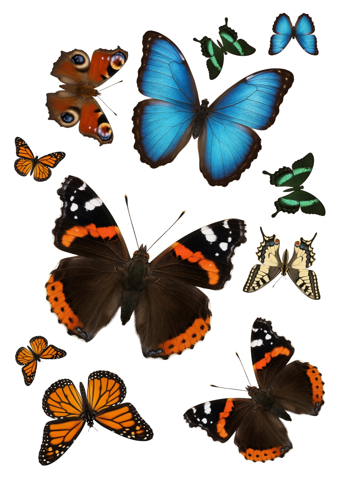 Stickervel A4 met 11 gekleurde vlinderstickers, vel 2 van 2