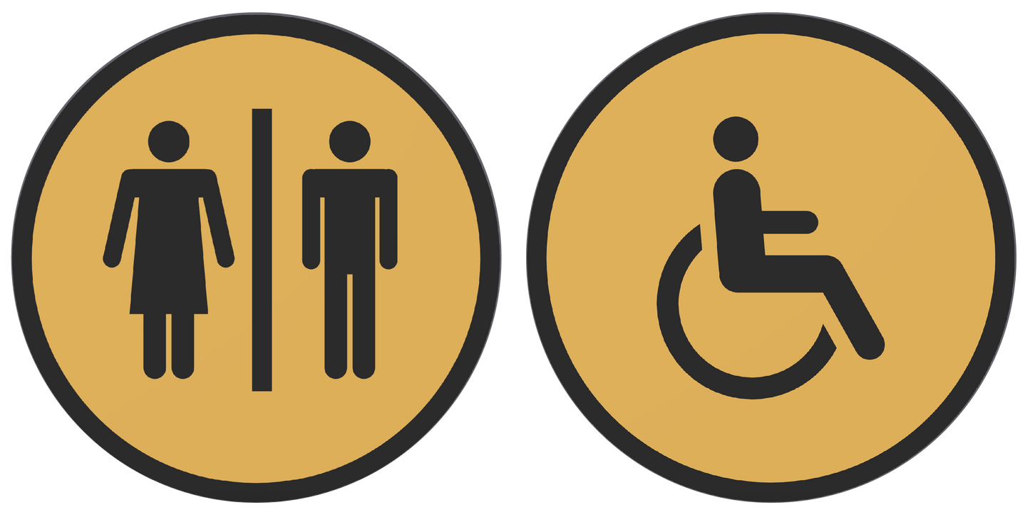 PLA toilet bordje man vrouw invalide Goud Zwart