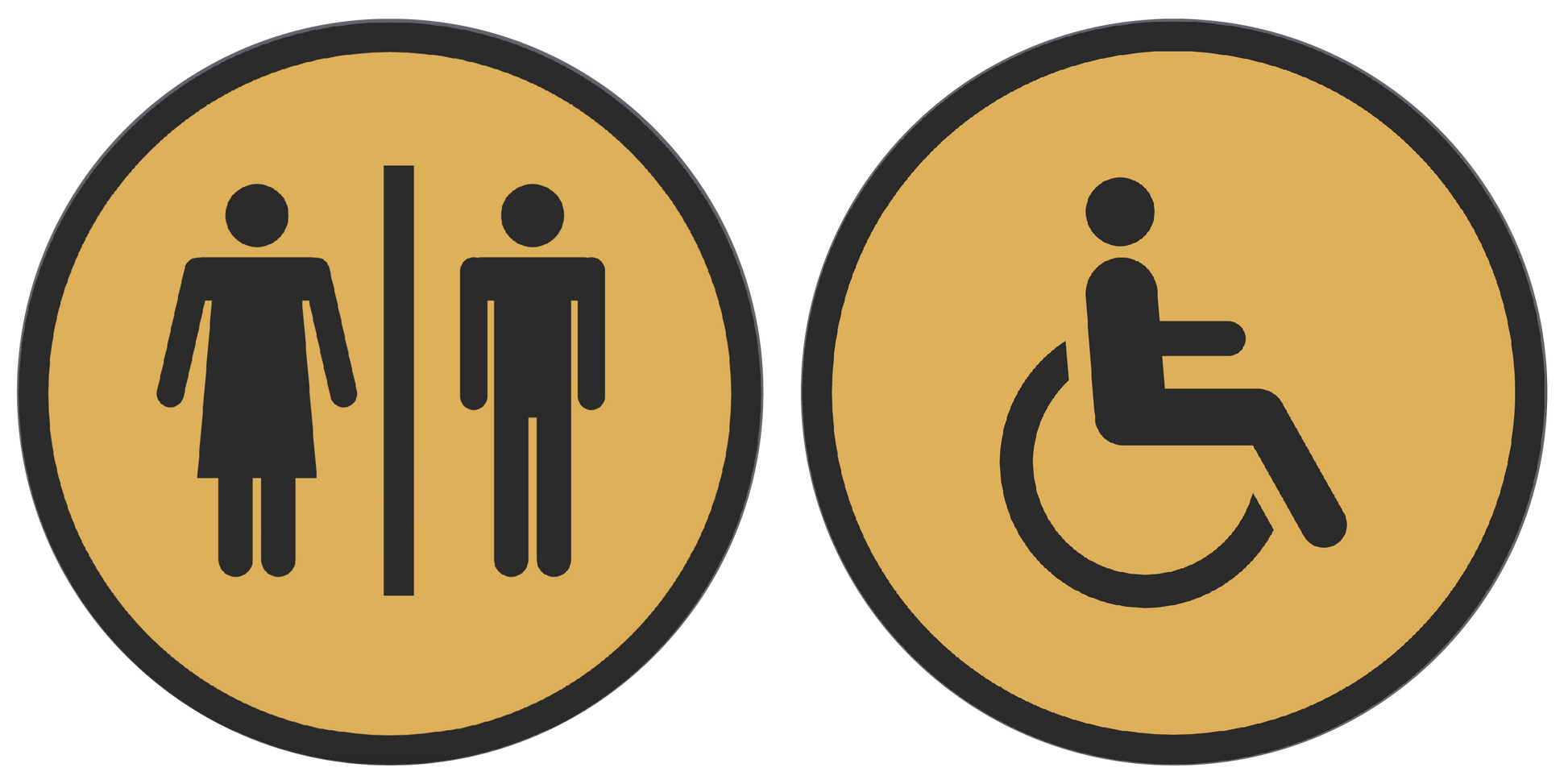 PLA toilet bordje man vrouw invalide Goud Zwart